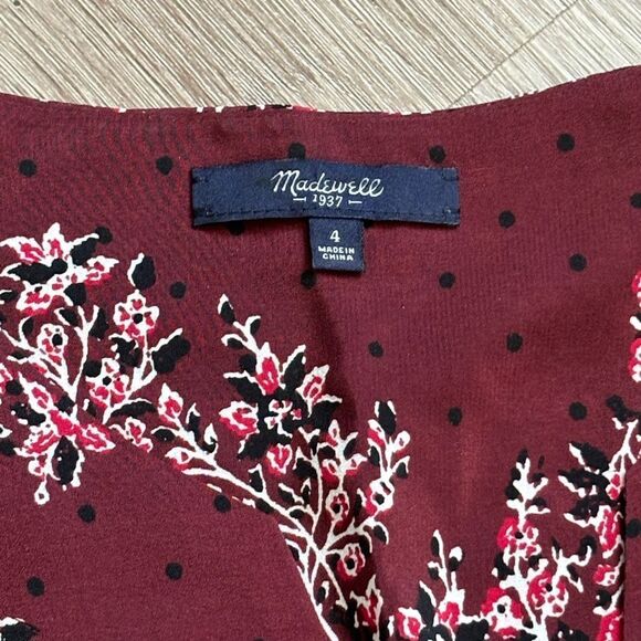 Madewell Silk Lassi Flower Popover Long Sleeve Mini Dress in Purple E9466 Size 4 - Picture 6 of 6